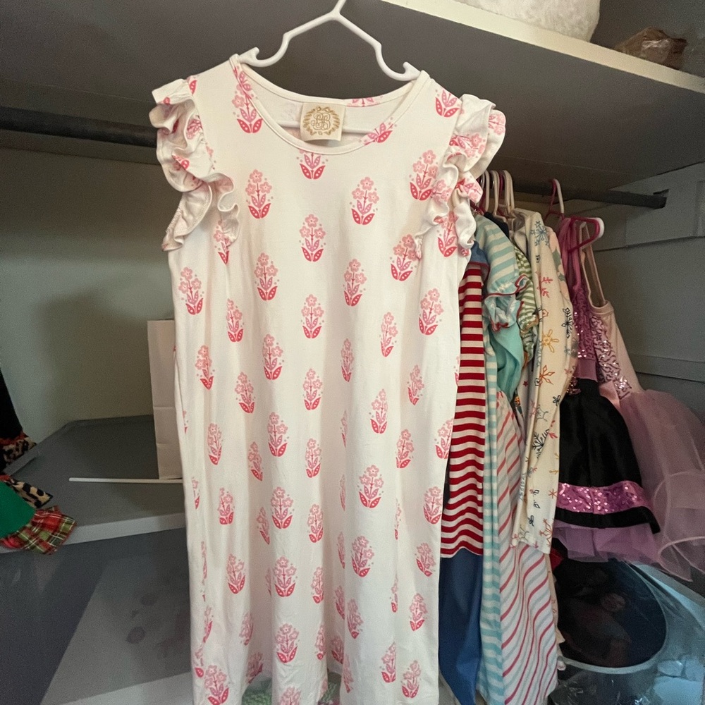 The Beaufort Bonnet Company White and Pink Casual Kids Dress